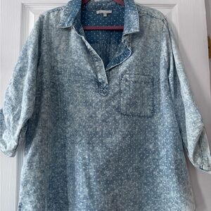 Skies Are Blue Light Wash Denim Shirt 2x